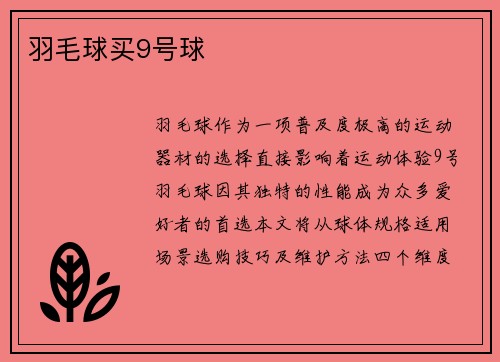 羽毛球买9号球